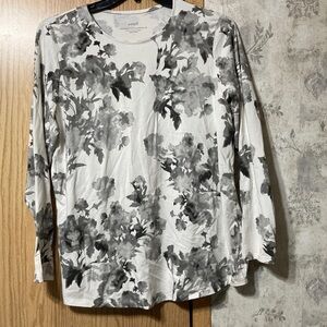 Pure Jill Gray Floral Long Sleeve Top
